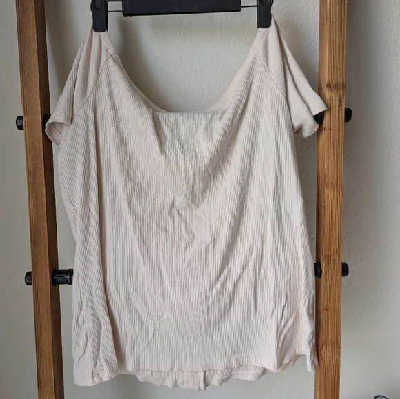 Anne Taylor Women's Cream Ribbed Button-Down Top - Size XXL - Picture 3 of 5
